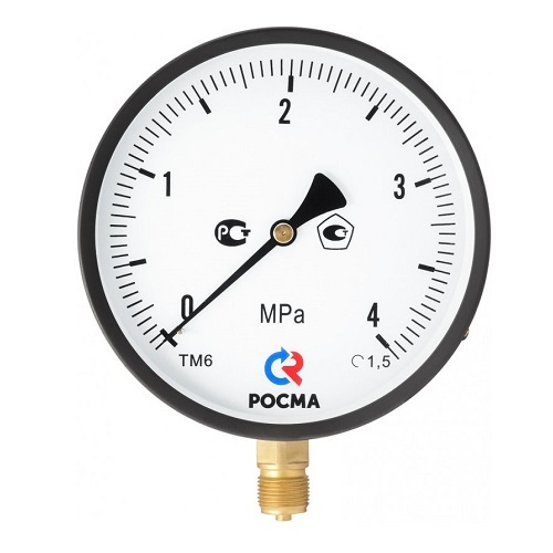 Манометр РОСМА ТИП-ТМ-610Р (0-0,4 МПа) G1/2' кл.1,5 +150С 150мм