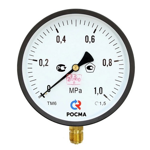 Манометр РОСМА ТИП-ТМ-610Р (0-0,1МПа) G1/2 (снизу) кл.1,5, d150
